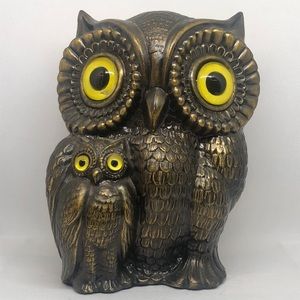 Vintage 70s Brass Owl with Baby Owl 🦉 Rare Hard To Find